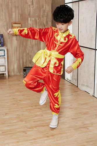 武术服装儿童功夫练武比赛服运动套装李小龙中国儿童演出服